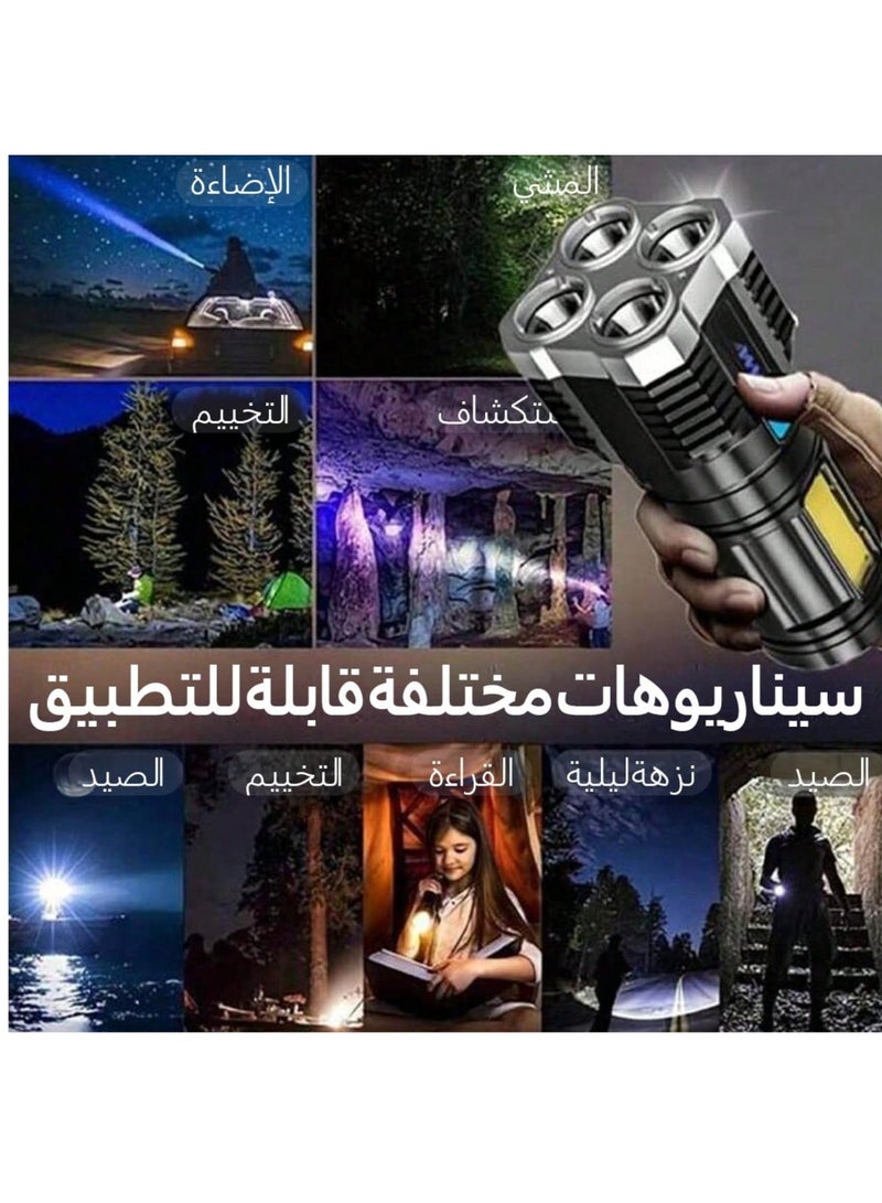مصباح يدوي | كشاف LED | مصباح قابل للشحن | كشاف تخييم | مصباح طوارئ | مصباح مقاوم للماء | كشاف USB | إضاءة قوية | مصباح محمول | معدات التخييم - Image 2